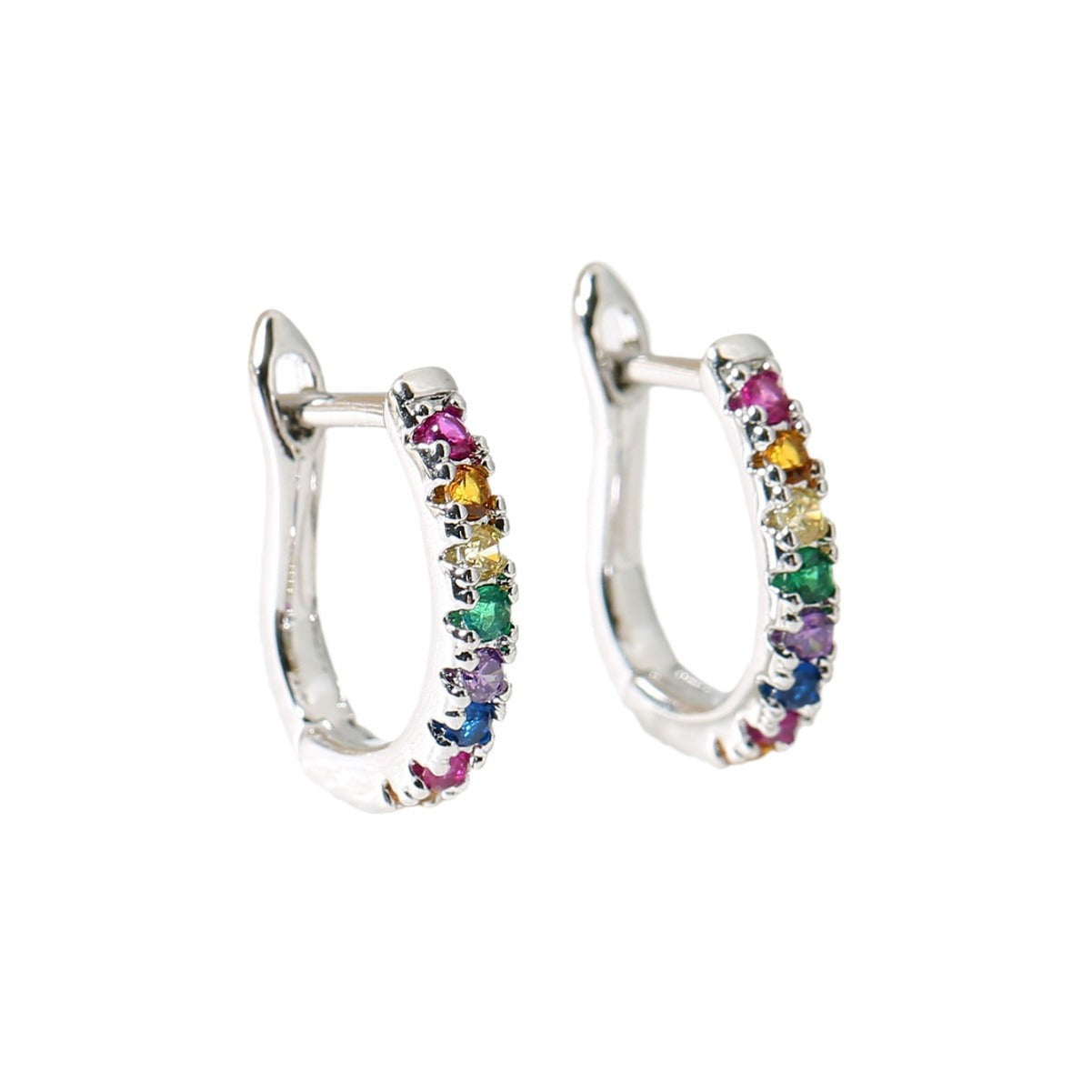 Ear Clip Light Luxury Colorful Zircon Temperament Stud Earrings
