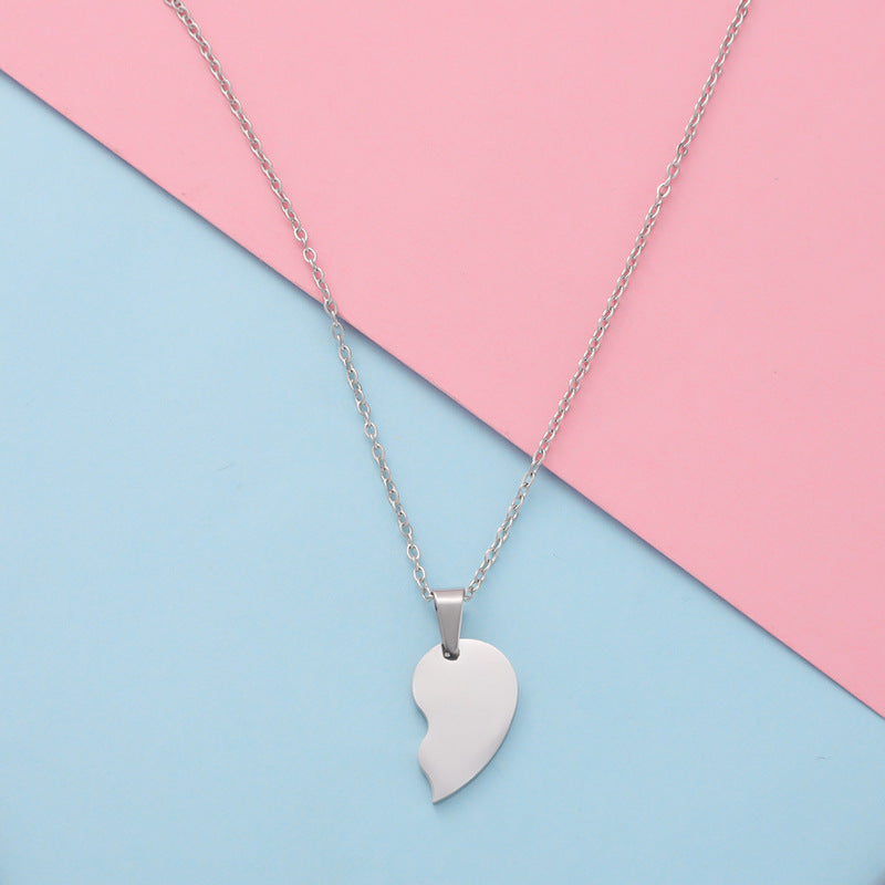 Fashion Titanium Steel Couple Heart Love Necklaces