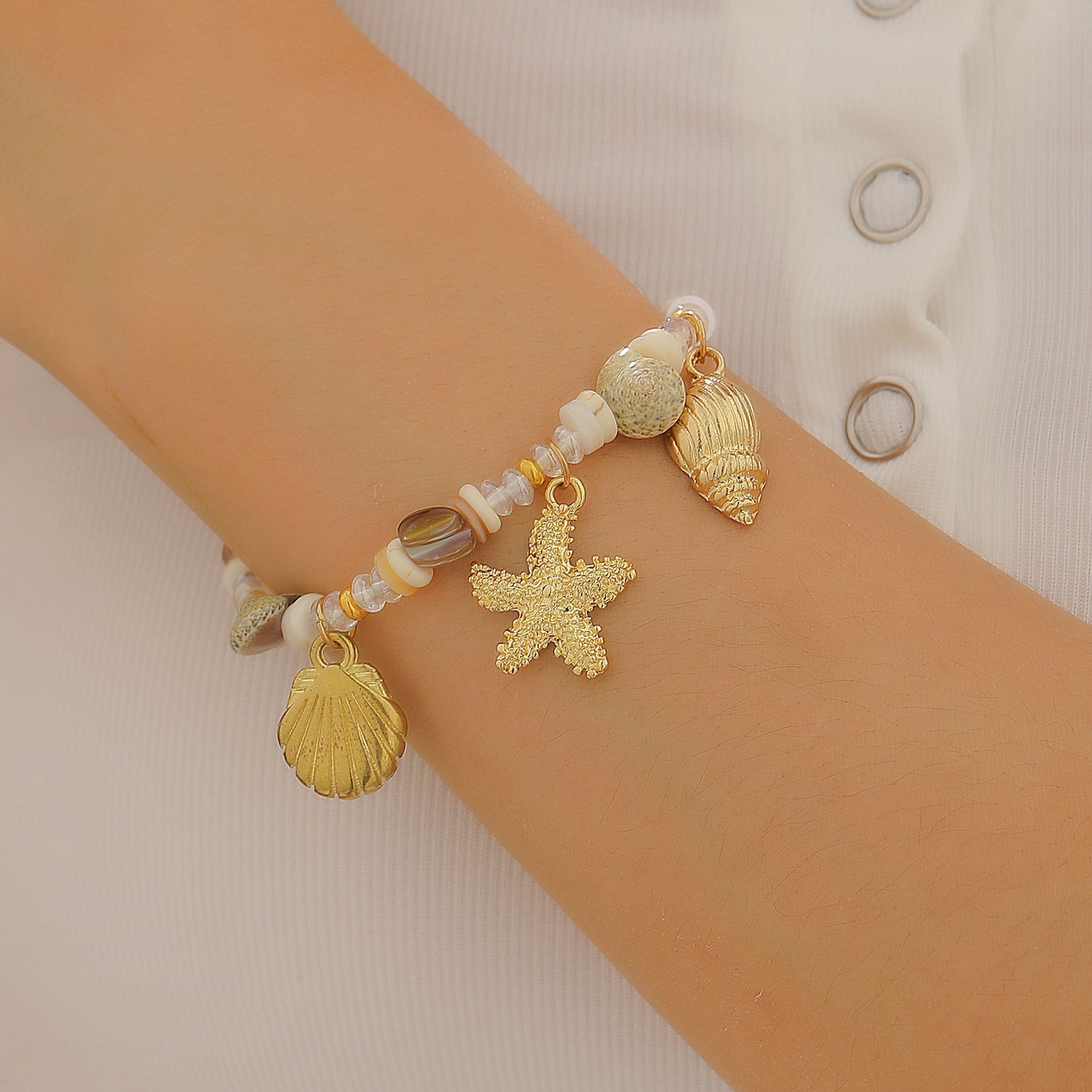 Beach Double Layer Starfish Three-piece Fashion Suit Female Summer Earrings