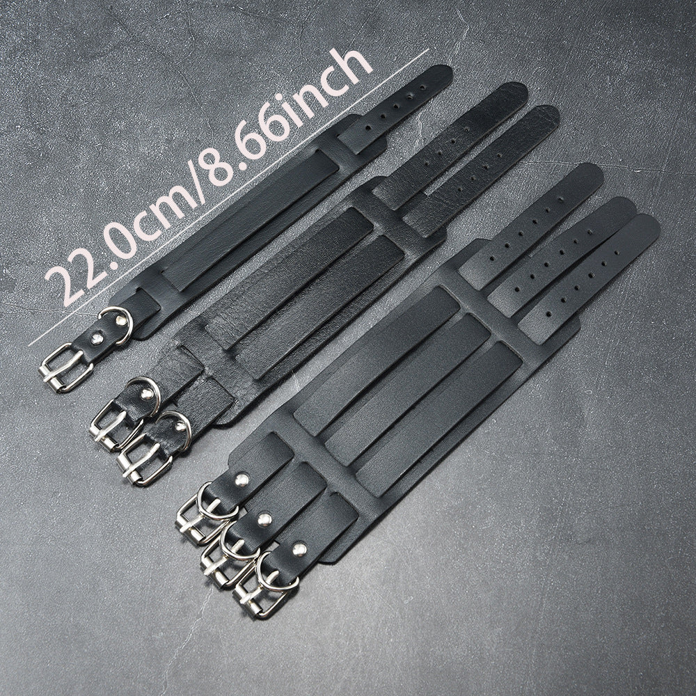 Men's Exaggerated Punk Leather Width Real Bracelet