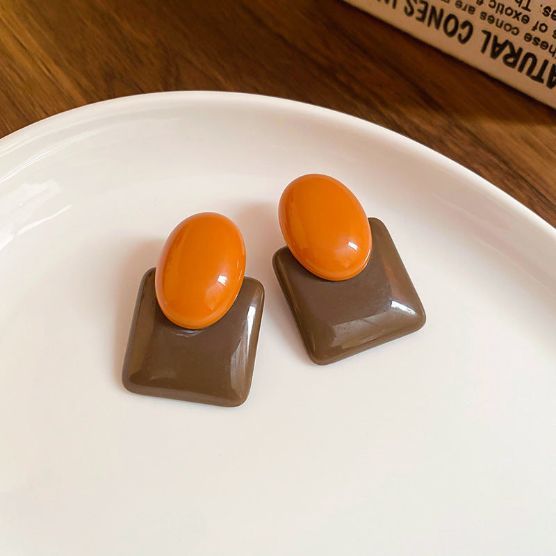 Women's Needle Geometric Irregular Resin Fashionable Retro Earrings