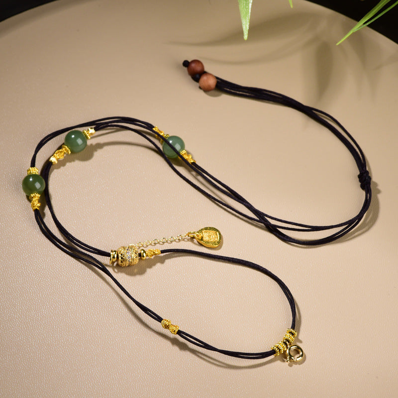 Chinese Natural Jade Rope Hand-woven Light Luxury Universal Chain Necklace
