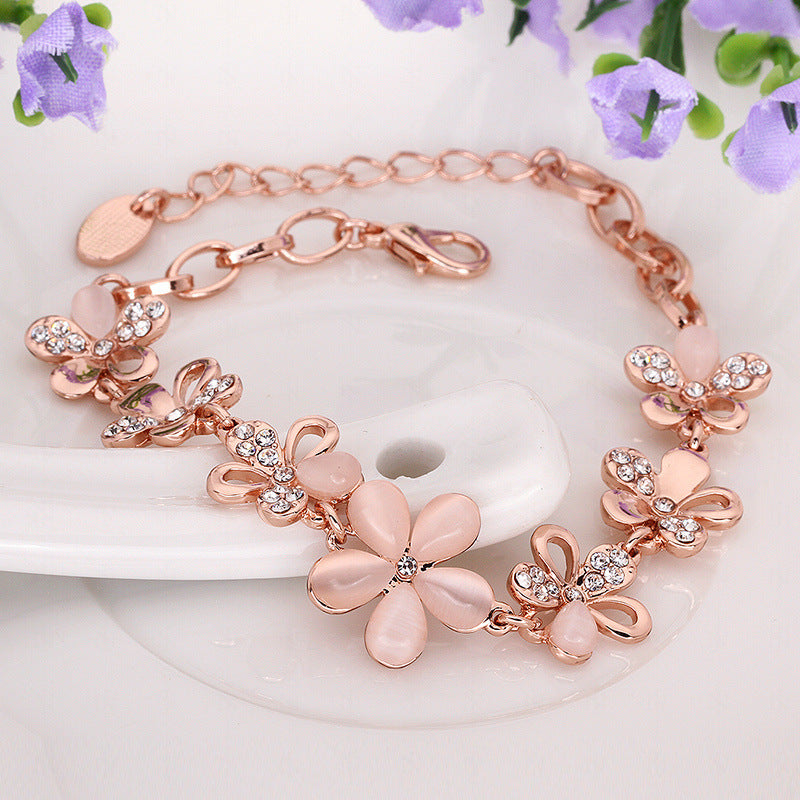 Flower Female Crystal Opal Sweet Fashion Bracelet