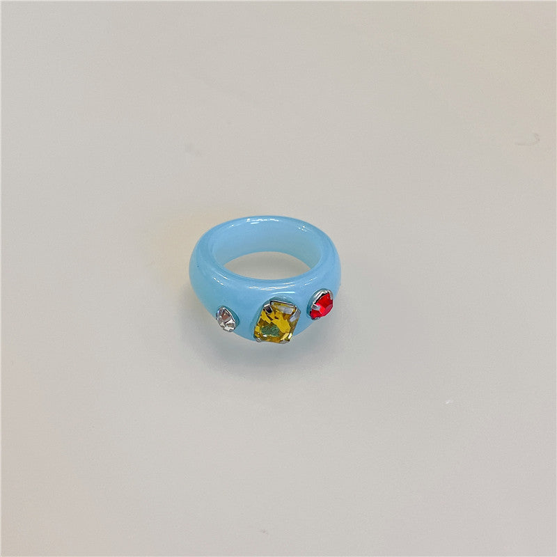 Candy Color Resin Acrylic Gemstone Transparent Rings