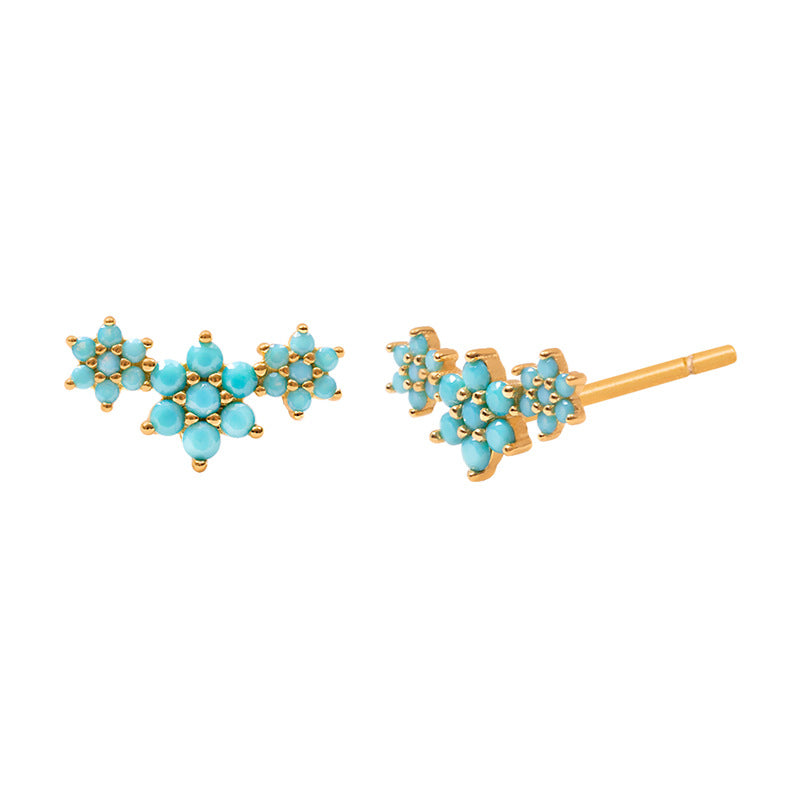 Light Luxury Sier Needle Geometric Ear Female Water Drop Leaf Stud Earrings