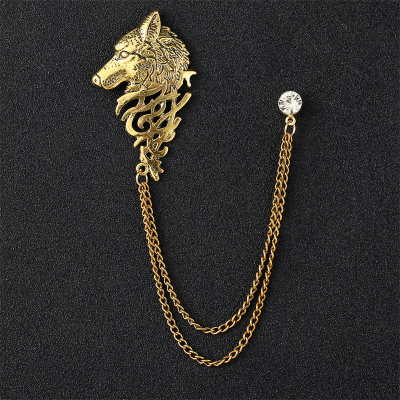 Men's Diamond Eagle Deer Head Domineering Brooch Bow Tie Brooches