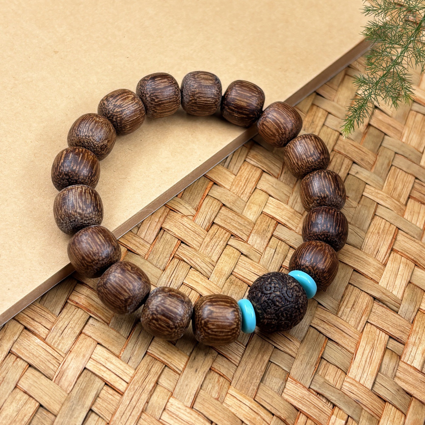 Women's & Men's Chinese Bai Eaglewood Small Door Frame Single Circle Crafts Buddha Bracelets