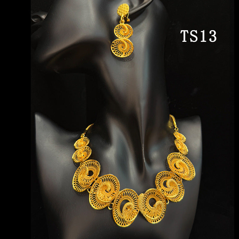 Gold Plated Female Bridal Wedding Imitation Jewelry Set