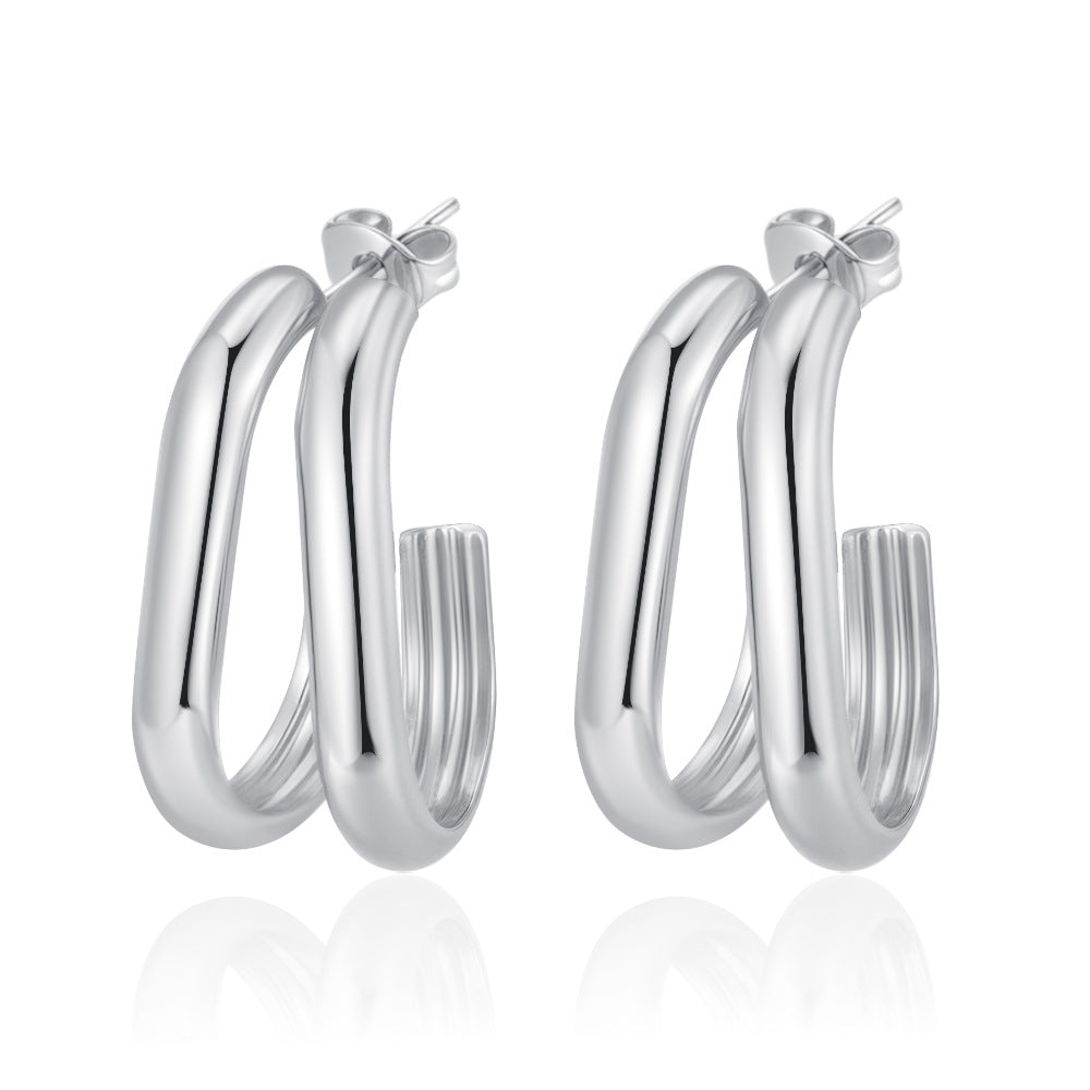 Steel Light Luxury High-grade Versatile Design Earrings