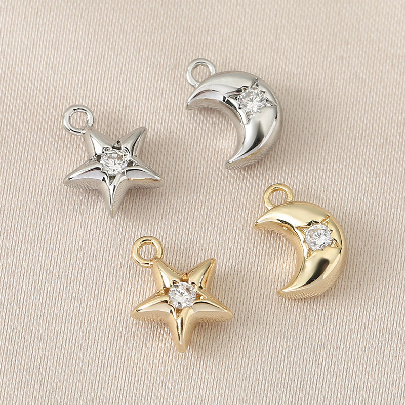 Slouchy Color Star Moon Copper Zircon Jewelry Accessories