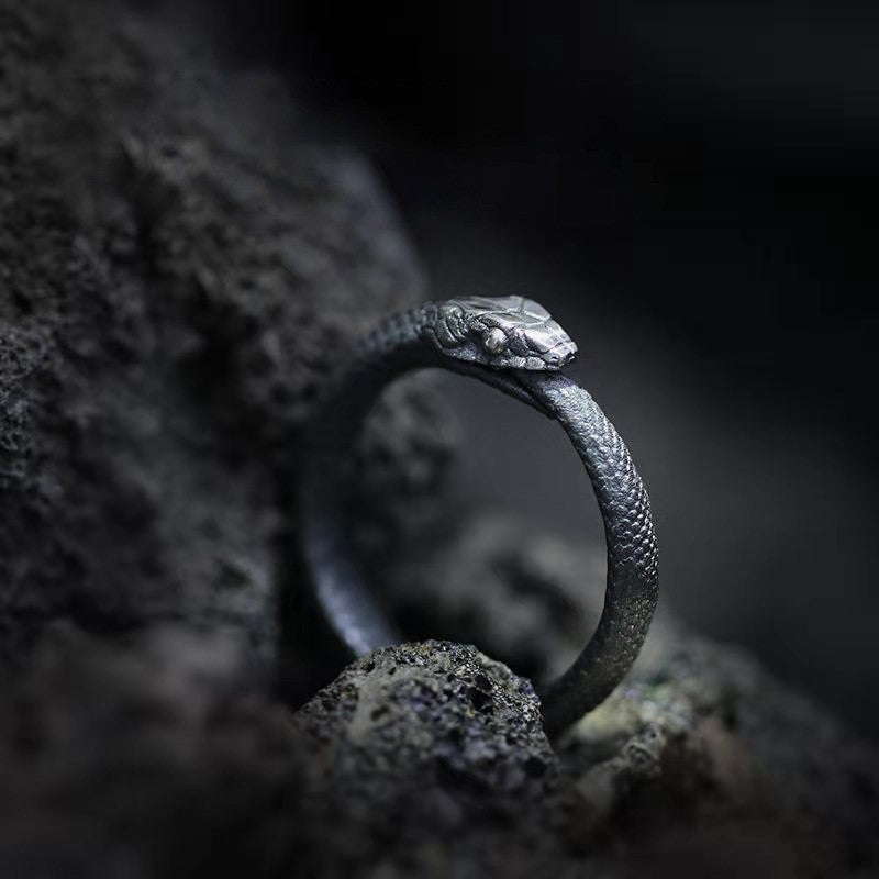Women's & Men's Fashion Sier Spirit Snake Little Finger Simulated Ring