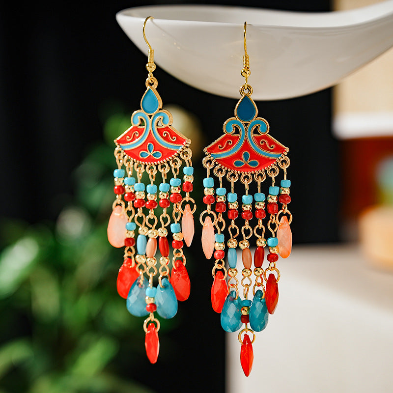 Women's Bohemian Bead Acrylic Water Drop Retro Vacation Rings