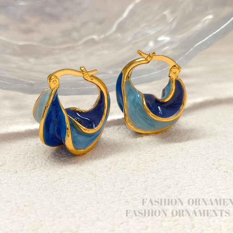 Women's High-grade Niche Temperament Enamel Glaze Dripping Oil Earrings