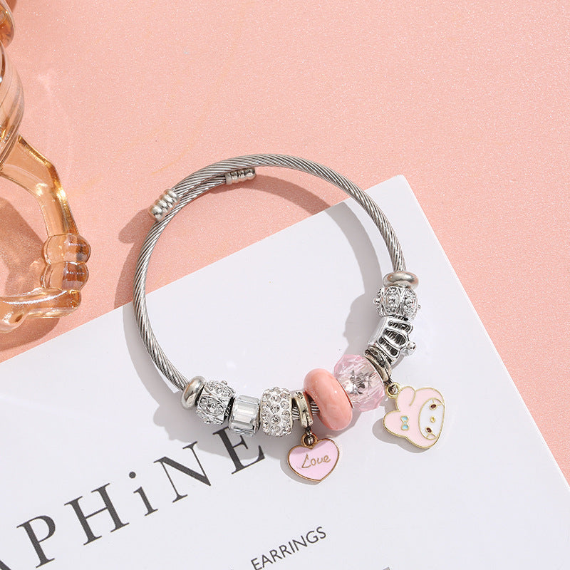 Korean Stainless Steel Beaded For Best Friend Cartoon My Bracelets