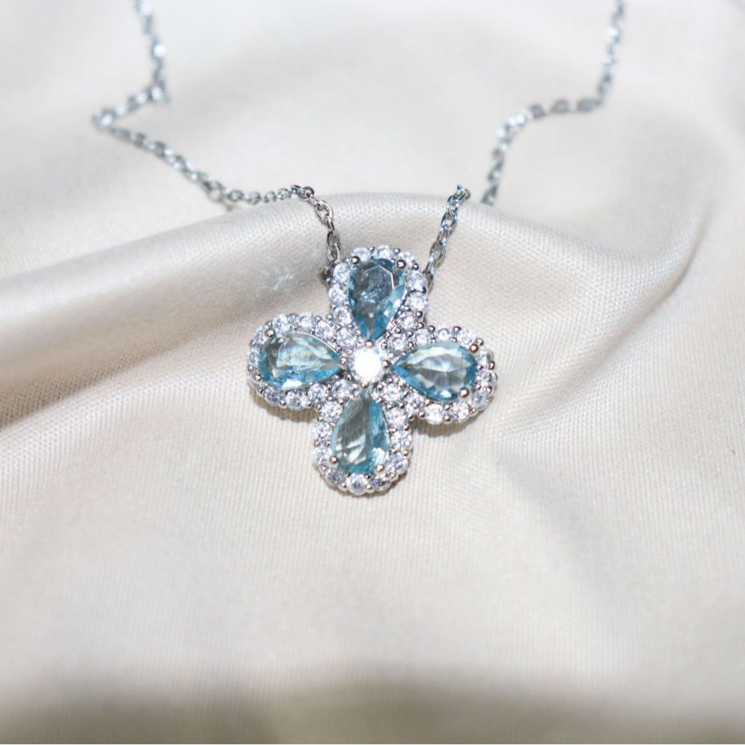 Women's Aquamarine Blue Zirconium Titanium Steel No Pendants