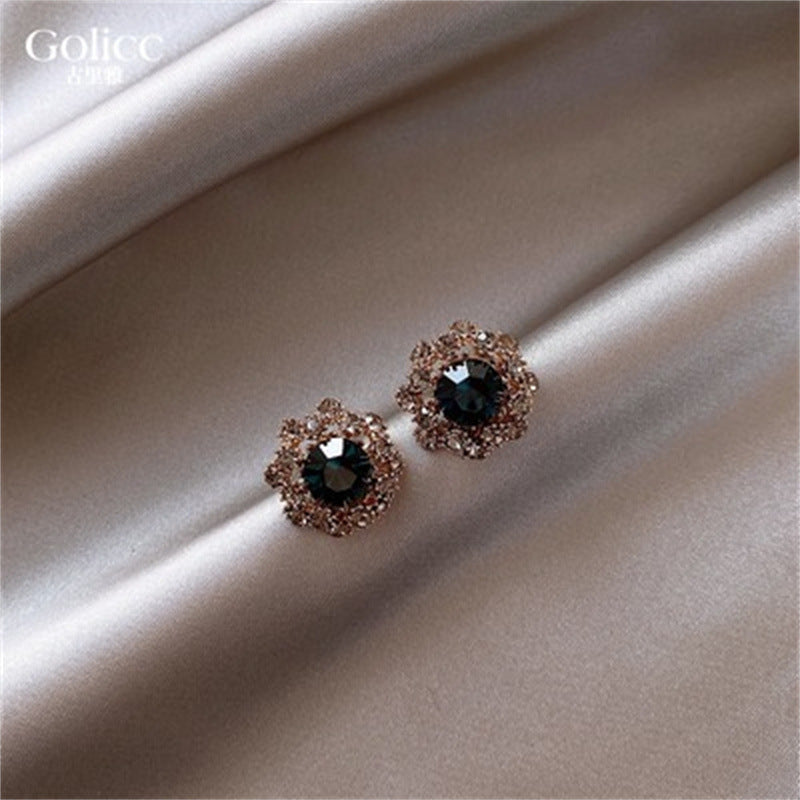 Women's Sier Geometric Fashion Simple Flower Sweet Earrings