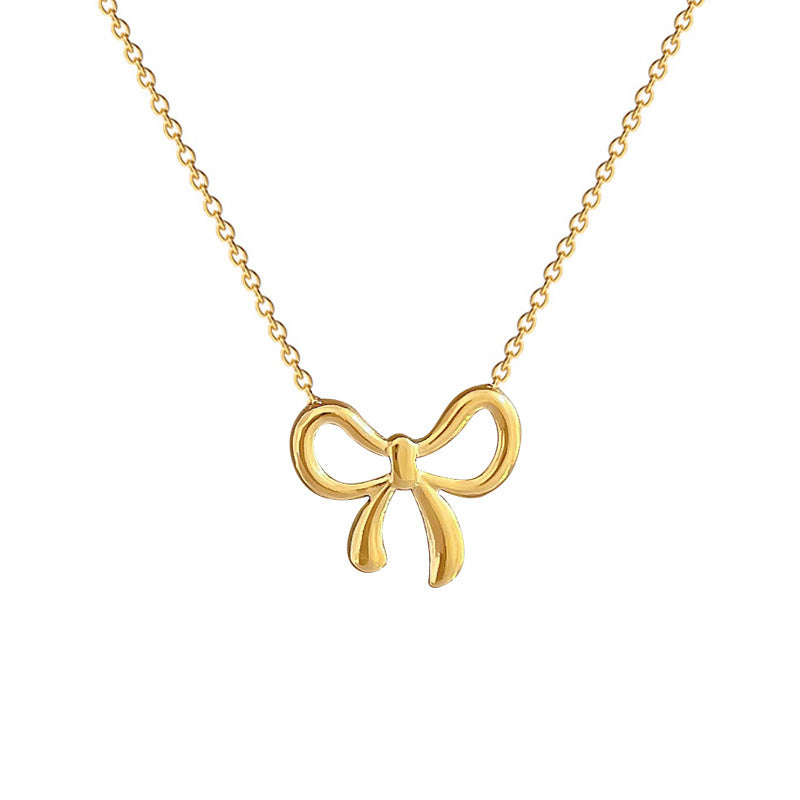 Body Titanium Steel Mori Style Bowknot Necklaces