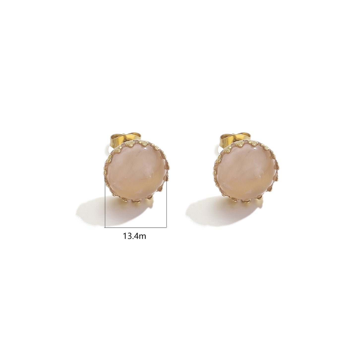Stainless Steel Natural Stone Titanium Ear Tigereye Earrings