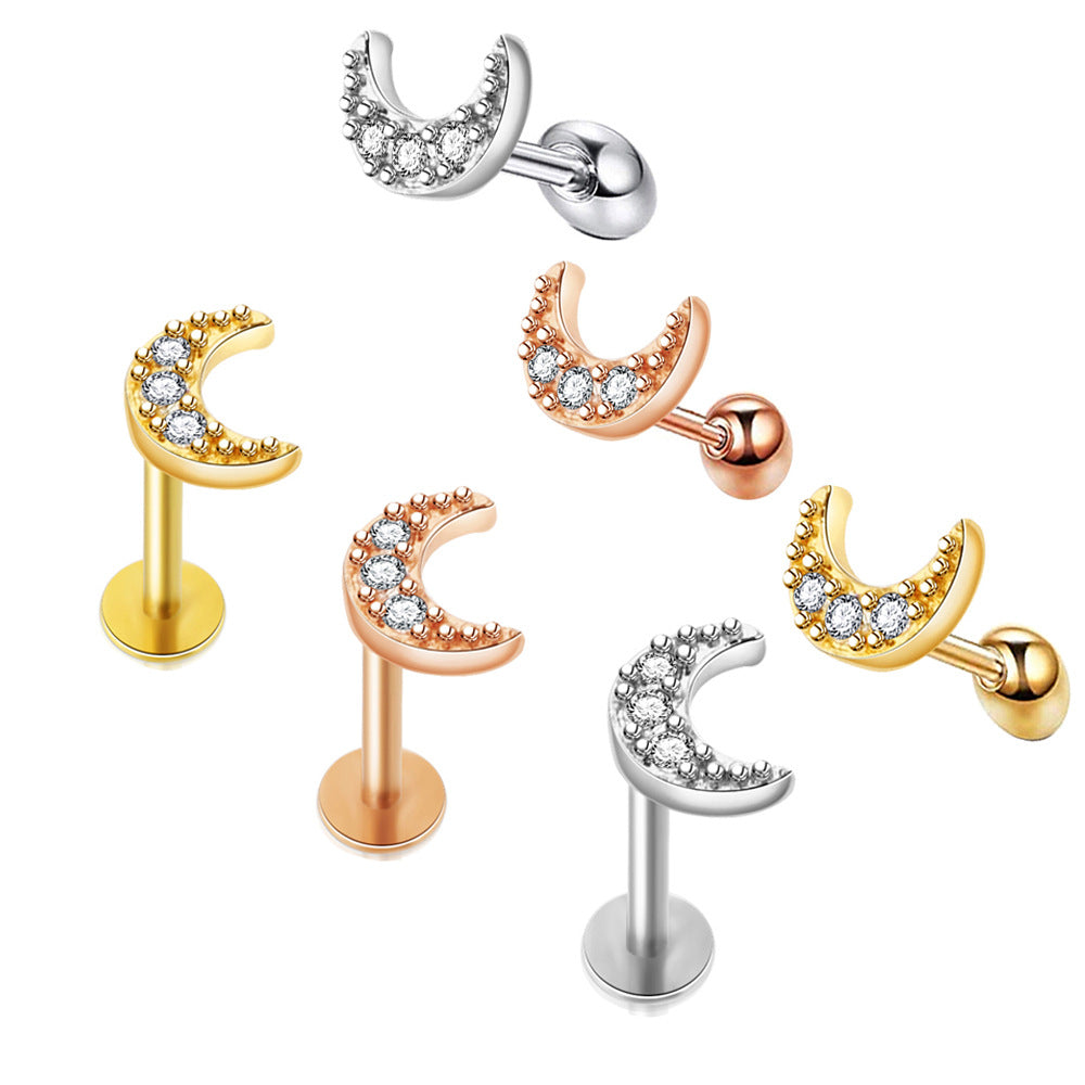 Women's Bone Screw Piercing Labret Lip Body Stud Earrings