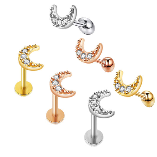 Women's Bone Screw Piercing Labret Lip Body Stud Earrings