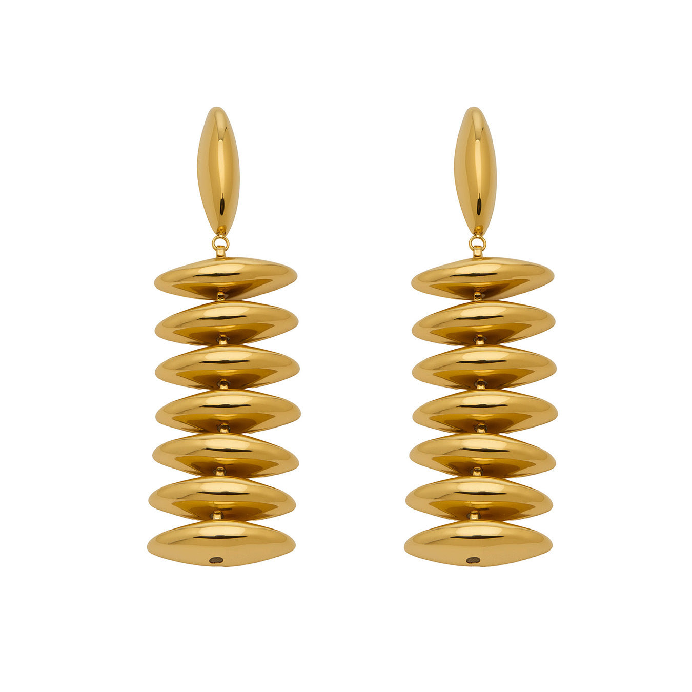 Women's Stainless Steel Beaded Long Real Gold Exaggerating Earrings