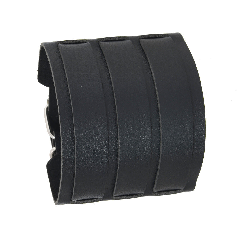 Men's Exaggerated Punk Leather Width Real Bracelet