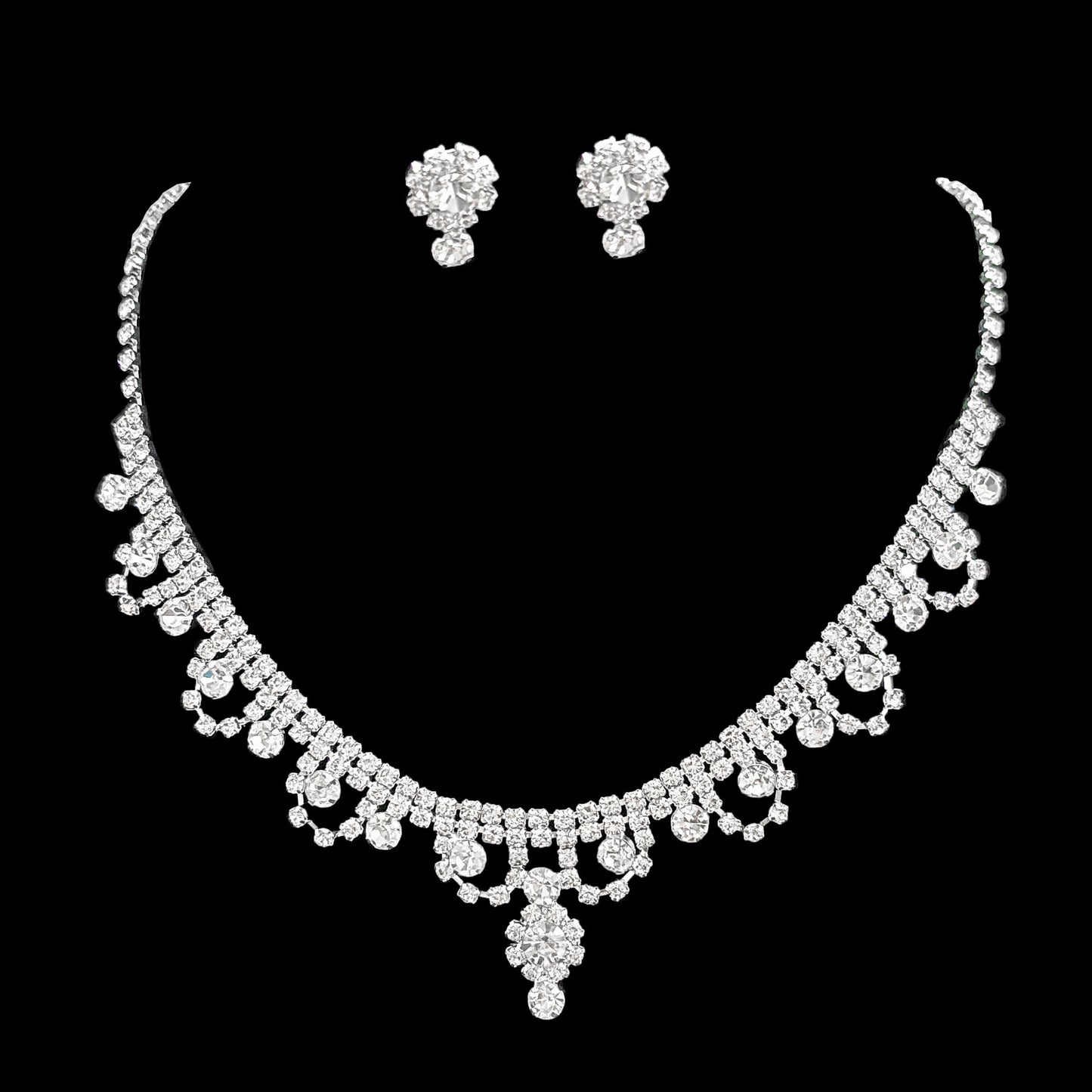 Women's Water Drop Suite Wedding Bridal Full Diamond Formal Jewelry Set