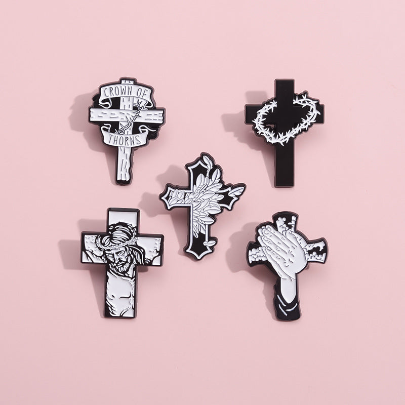 Cross Creative Pattern Hot Black White Brooches