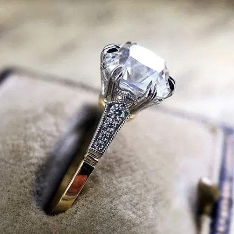 Women's Shi Copper Plating Two-color Zircon Fashion Rings
