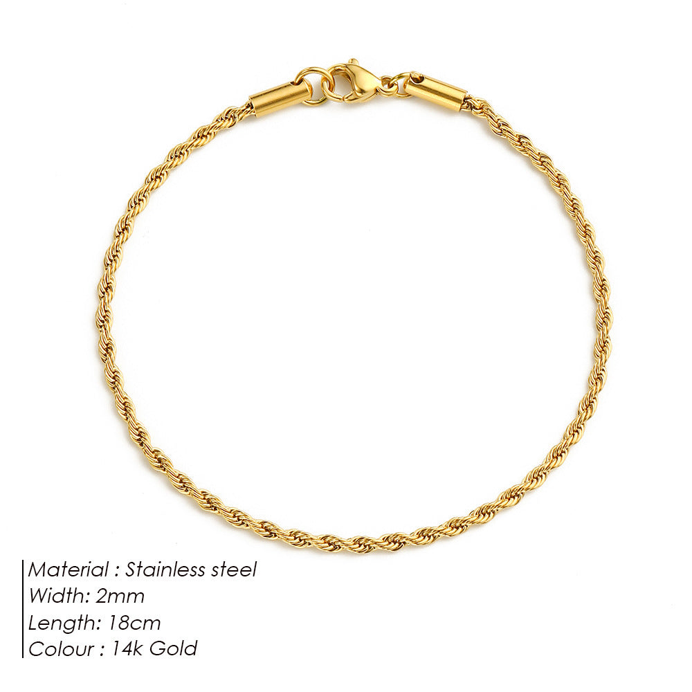 Women's American Simple Personalized Gold Twist Bracelets