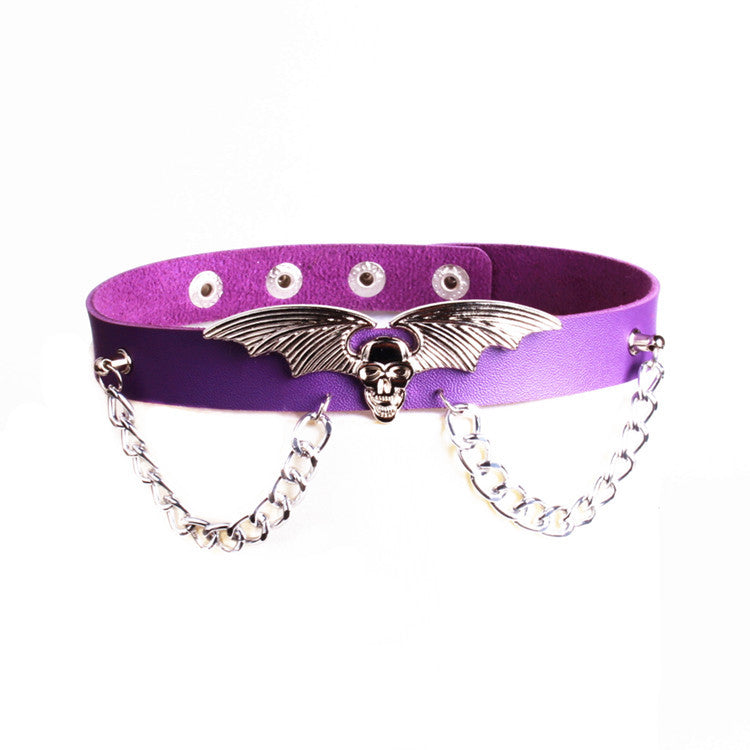 Punk Trendy Cool Exaggerated Bat Wings Vampire Chain Personality Alternative Collar