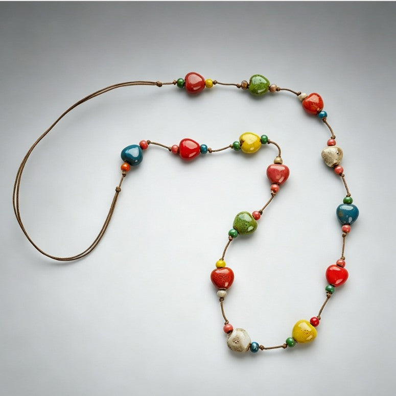 Beaded Ceramic Beads Bohemian Gravel Color Necklaces