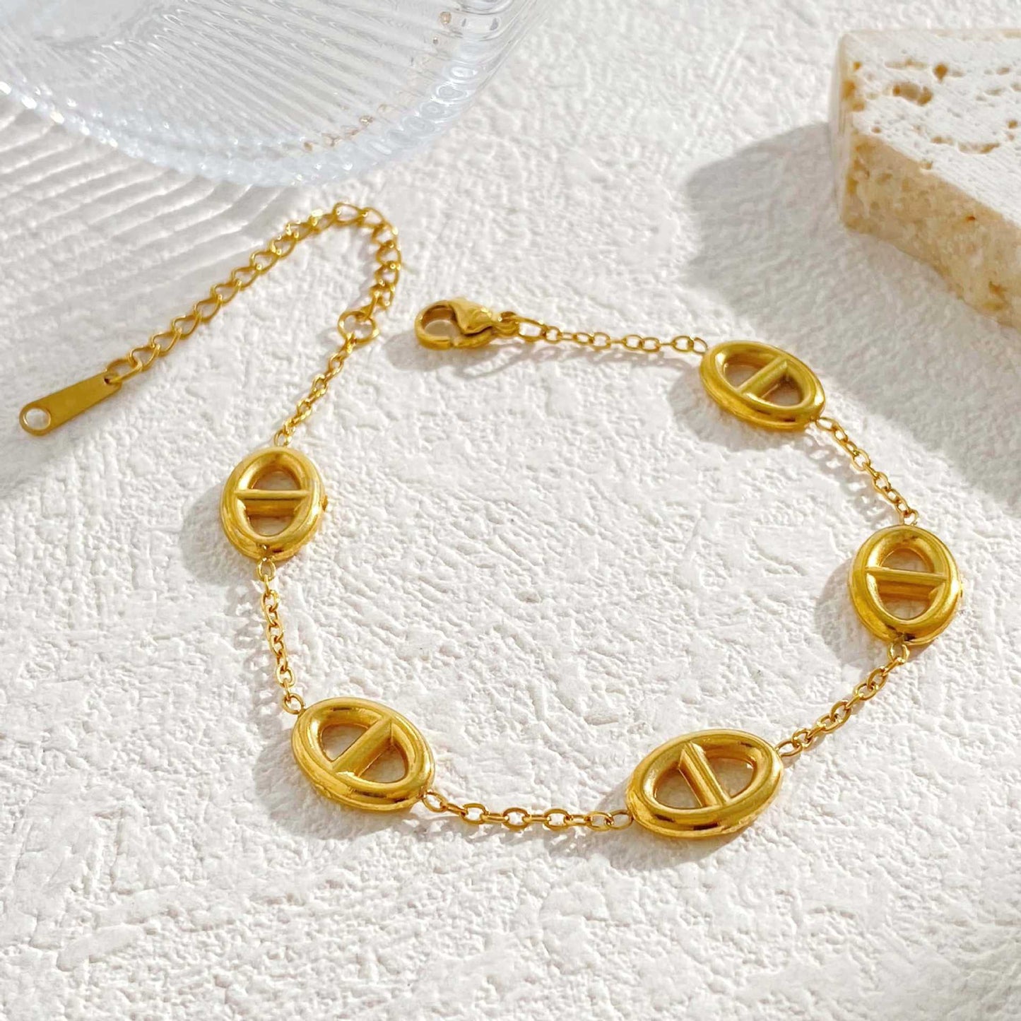 Stainless Steel Gold Combination Not Easy To Fade Light Luxury Jewelry Set