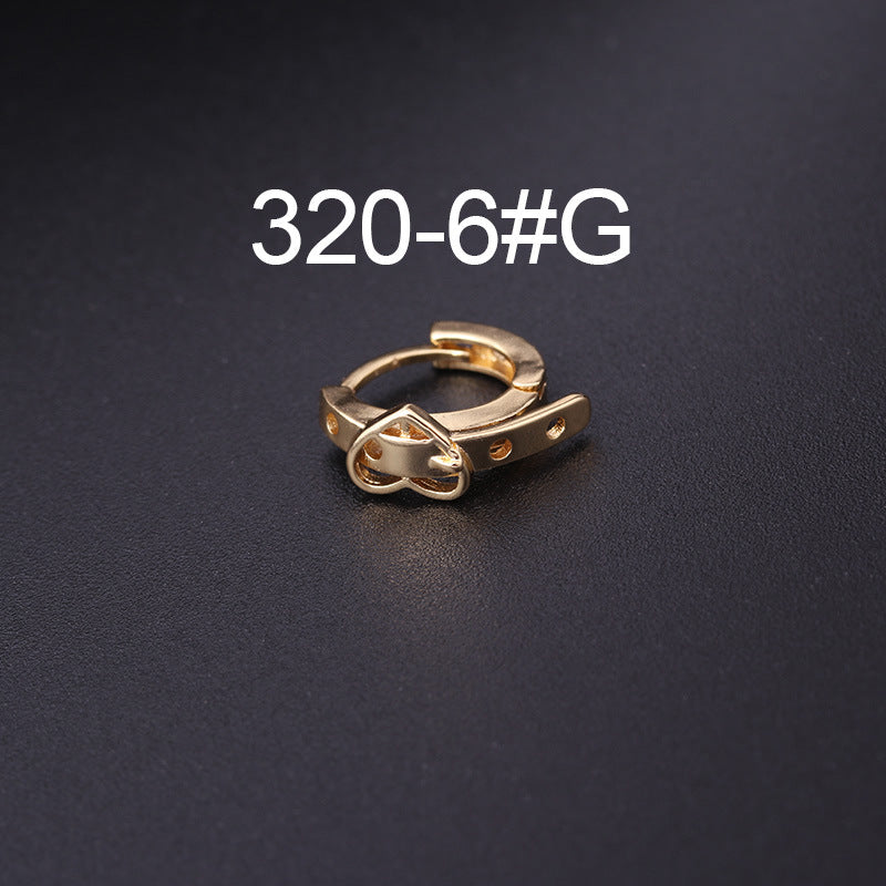 Korean Style Fashion Mini Zircon Small Piercing Star Moon Asymmetric Stud Earrings