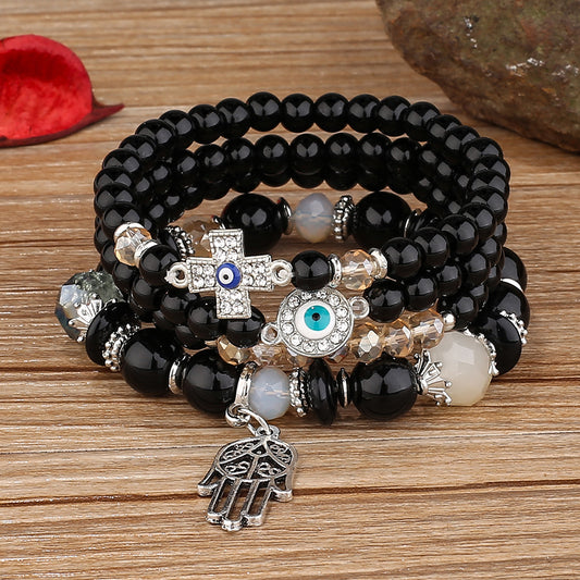 Cross Eye Palm Beads String Fashion Bracelets