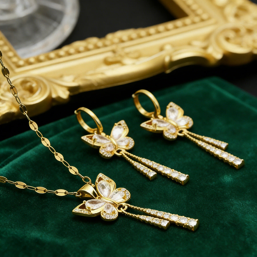 Cute Bow Tassel Female Style Exquisite Necklace