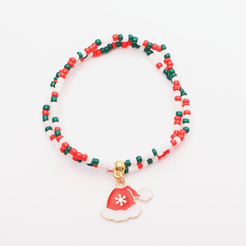 Santa Elk Bell Christmas Tree Beaded Bracelets