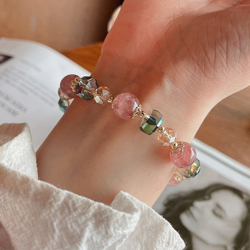 Women's Simple Strawberry Crystal For Temperament Wild String Bracelet