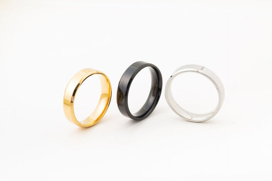 Men's Stainless Steel Double Beveled Glossy Mirror Rings