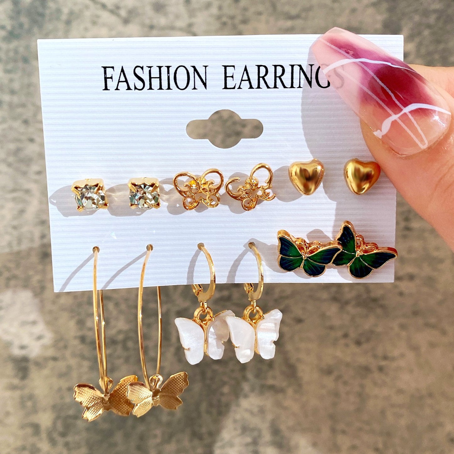 Simple Butterfly Love Heart Suit Pairs Earrings