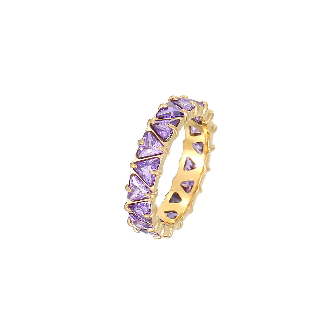 Gang Drill Color Zircon Female Diamond Heart-shaped Rings