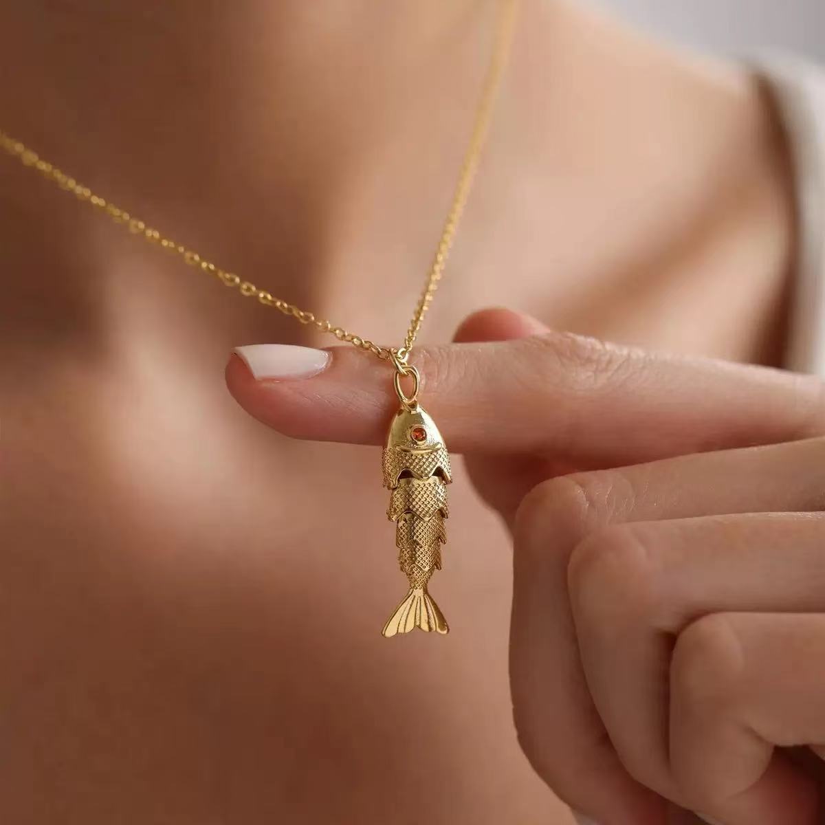 Women's Fashion Retro Fish Koi Titanium Steel Necklaces