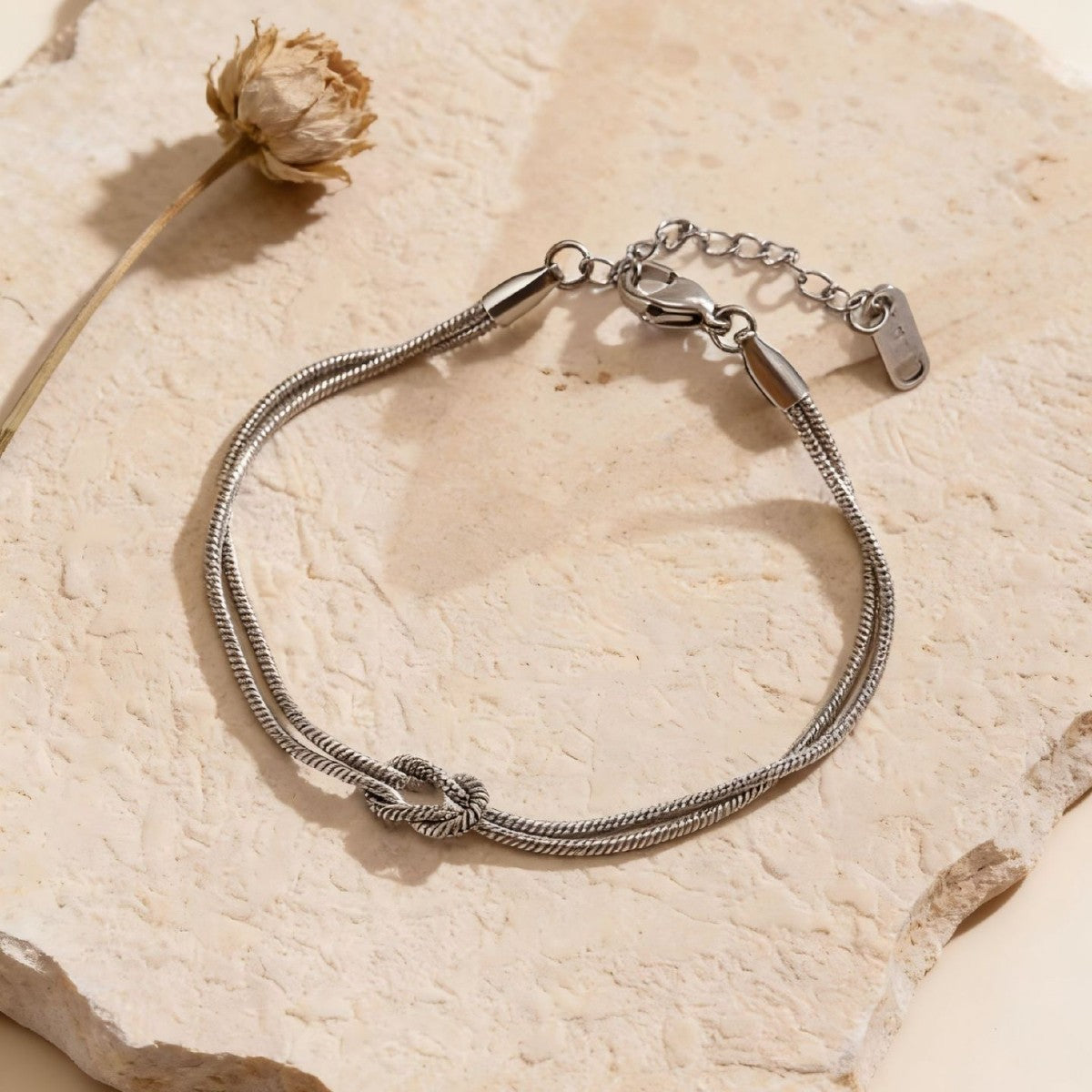 Titanium Steel Female Design Love Knot Snake Bones Chain Simple Bracelet