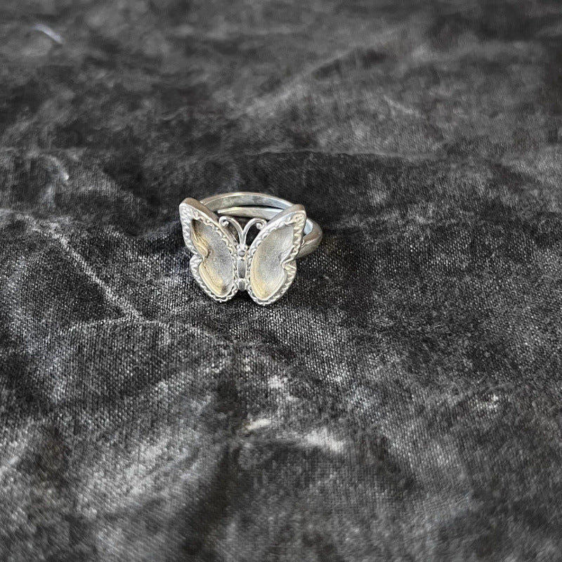 Distressed Ethnic Style Handmade Old Sier Miao Ring