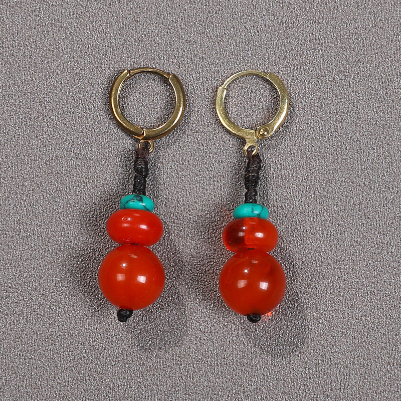 Ding Ear Imitation Turquoise Tibetan Ethnic Style Earrings