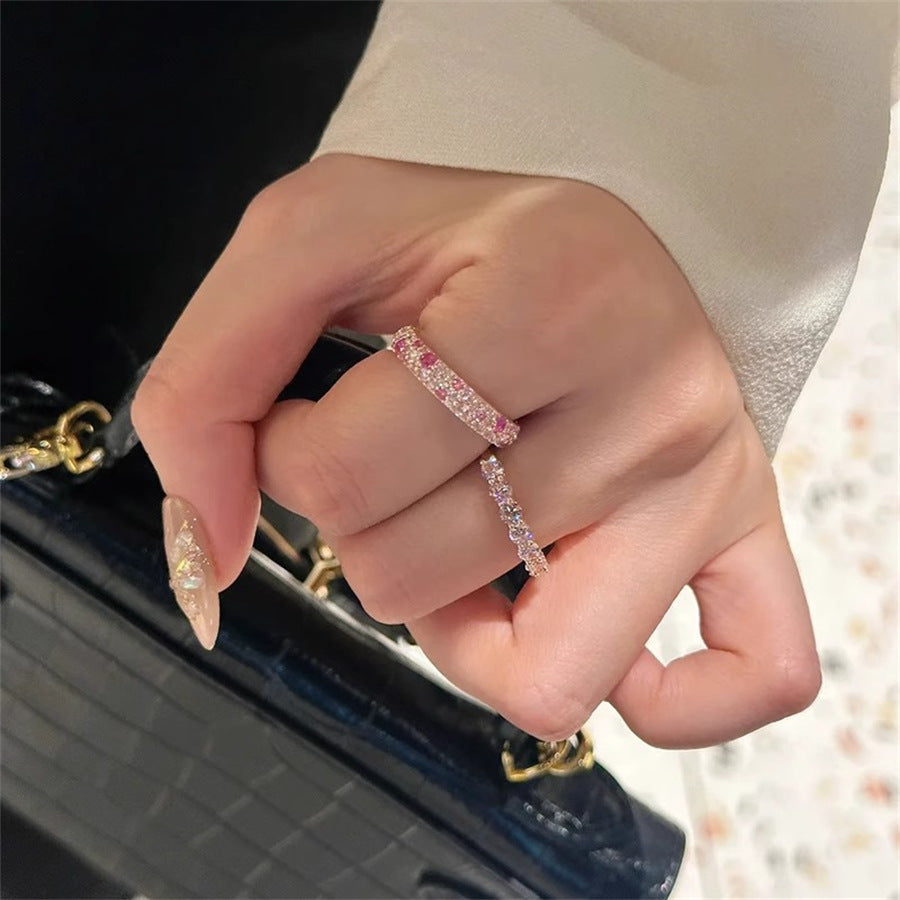 Style Exquisite Pink Diamond Full Female Light Rings
