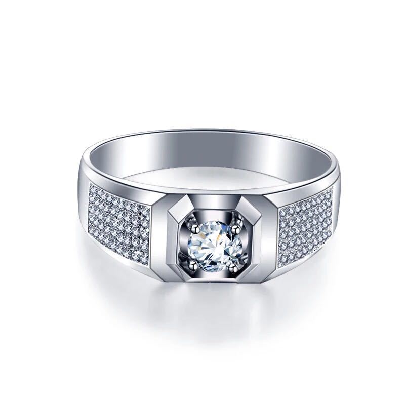 Men's Diamond Single Simulation Karat Wedding Classic Temperament Ring