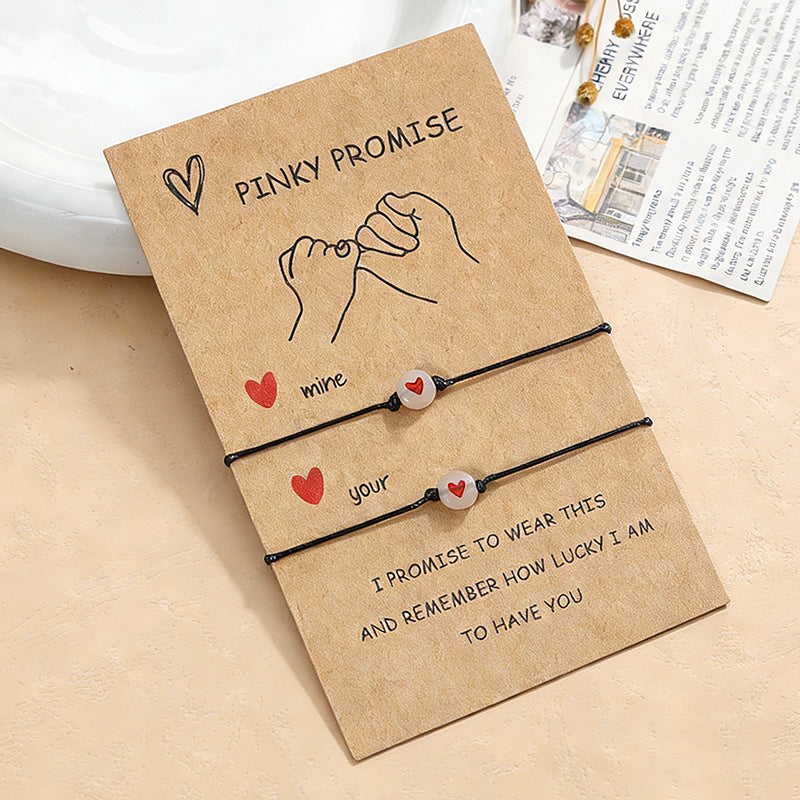 Lucky Beads Friendship Couple Drag Hook Card Adjustable Carrying Bracelet