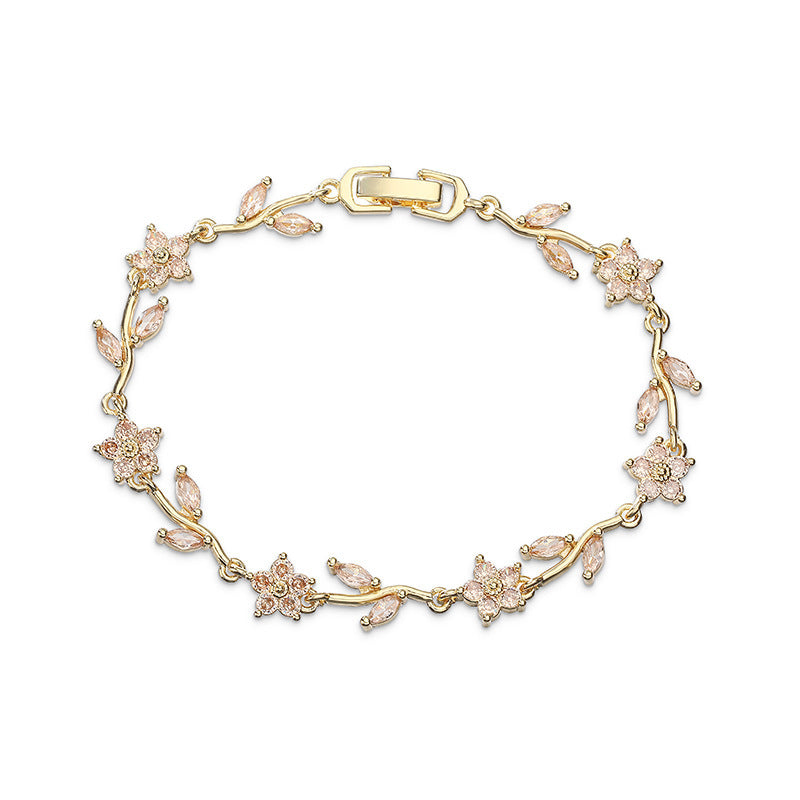 Tulip Colorful Crystals Gem Flower Light Bracelet