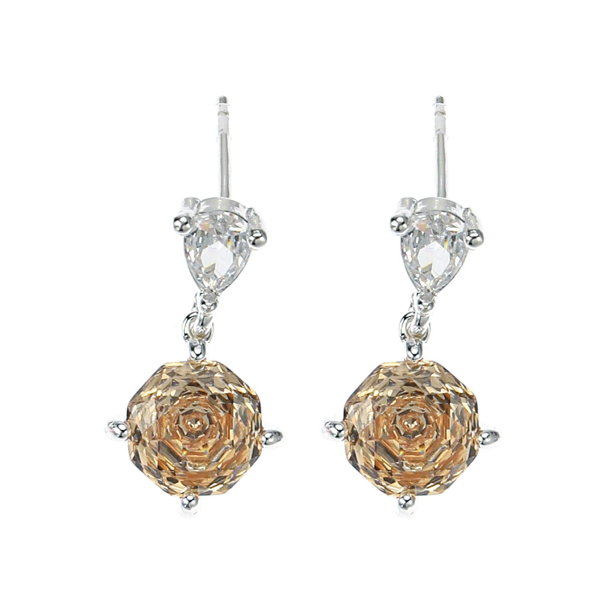 Summer Colorful Millennium Rose Cut Zircon Light Luxury Earrings